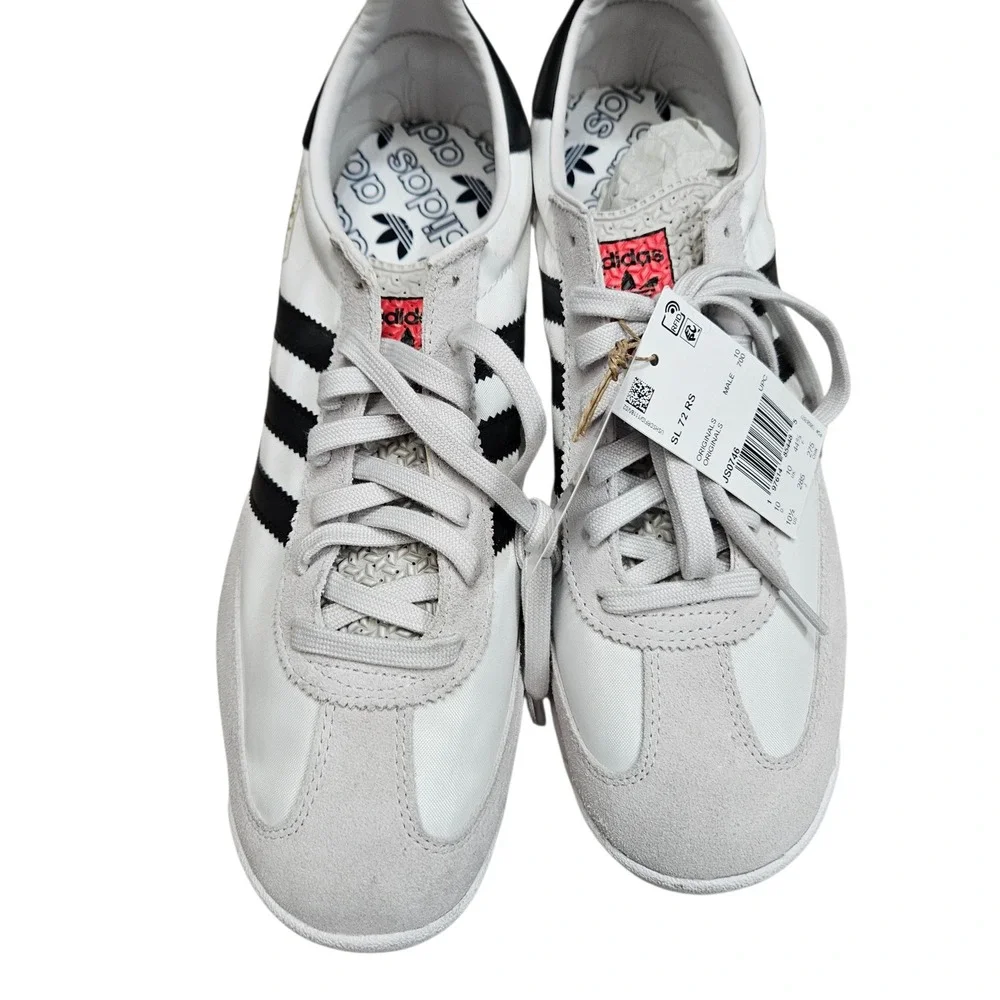 Adidas SL 72 RS Mens 10.5 White Black Red NEW JS0746‎ Retro Nylon Suede Sneakers